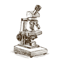 a hand drawn illustration of a microscope